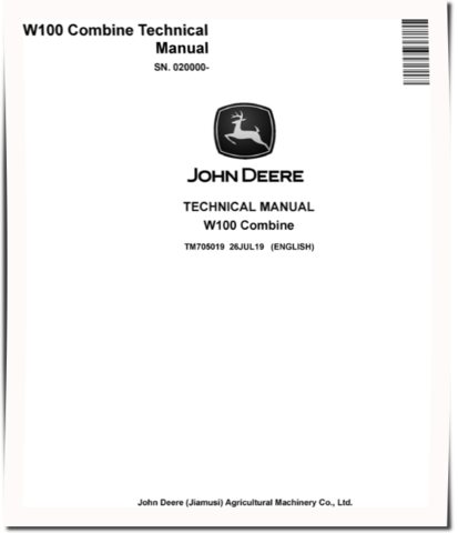 John Deere W100 (SN from 020000) Combines Technical Manual (TM705019)
