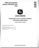 John Deere 4700 Self-Propelled Sprayers Operation and Test Manual (TM1833)