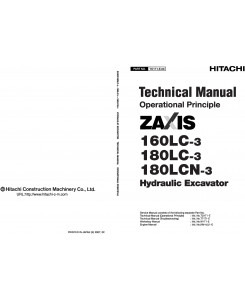 Hitachi Zaxis 160LC3, Zaxis 180LC3, Zaxis 180LCN-3 Hydraulic Excavator Workshop Service Manual