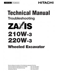 Hitachi Wheeled Hydraulic Excavator Type 210W-3, 220W-3 Workshop Service Manual