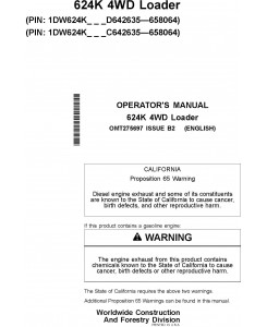 OMT275697 - John Deere 4WD Loader 624K with engines 6068HDW79(T3), 6068HDW83(S2) Operators Manual