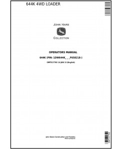 OMT317763 - John Deere 644K 4WD Loader (SN. from F658218) Operators Manual