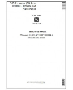 OMT333114 - John Deere 50G Compact Excavator w.FT4 engine (SN.H280001-) Operate & Maintenance Manual