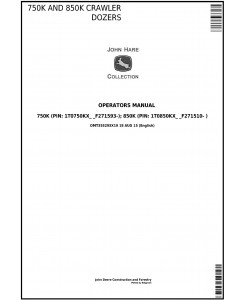 OMT355293X19 - John Deere 750K (SN. F271593-), 850K (SN. F271510-) Crawler Dozers Operator's Manual