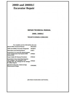TM10079 - John Deere 200D and 200DLC Excavator Service Repair Technical Manual