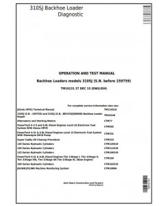 TM10131 - John Deere 310SJ Backhoe Loader (SN.-159759) Diagnostic, Operation and Test Service Manual