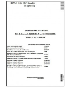 TM10225 - John Deere 315SG Side Shift Loader (SN.BE315SG200039-) Diagnostic and Test Service Manual