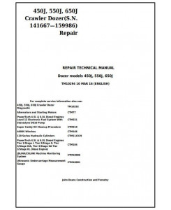 TM10294 - John Deere 450J, 550J, 650J Crawler Dozer (S.N.141667-159986) Service Repair Workshop Manual