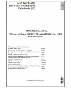 TM10687 - John Deere 524K 4WD Loader (SN.before 642245) w.Engine 6068HDW74 (T3) Service Repair Manual