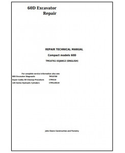 TM10761 - John Deere 60D Compact Excavator Service Repair Technical Manual