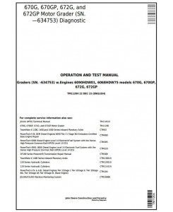 TM11204 - John Deere 670G, 670GP, 672G, 672GP (SN. —634753) Motor Grader Diagnostic Service Manual