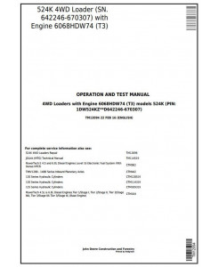 TM12094 - John Deere 524K 4WD Loader (SN.642246-670307) w.Engine 6068HDW74 Diagnostic Service Manual