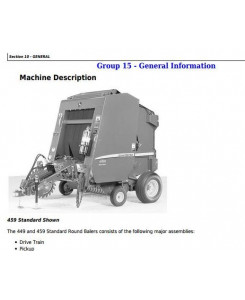 TM121019 - John Deere 449, 459 Standard Hay and Forage Round Balers All Inclusive Technical Manual