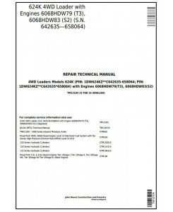 TM12104 - John Deere 624K 4WD Loader (SN.642635-658064) w.Engine 6068HDW79, 6068HDW83 Repair Manual