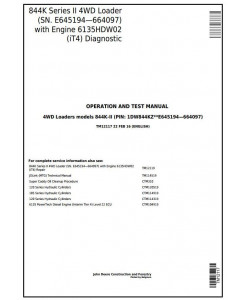 TM12117 - John Deere 844K Series II 4WD Loader (SN.E645194—664097) Diagnostic & Test Service Manual