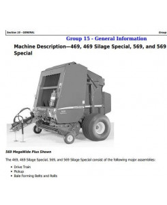 TM121219 - John Deere 469s, 569s Silage Special; 469, 569 Round Balers All Inclusive Technical Manual