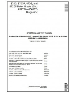 TM12144 - John Deere 870G, 870GP, 872G, 872GP (SN.634754-656507) Motor Grader Diagnostic Service Manual