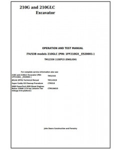TM12330 - John Deere 210G, 210GLC (iT4/S3B) Excavator Diagnostic, Operation and Test Service Manual