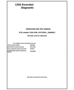 TM12666 - John Deere 135G (iT4) Excavator Diagnostic, Operation and Test Service Manual