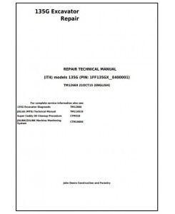TM12669 - John Deere 135G (PIN: 1FF135GX__E400001-) iT4 Excavator Service Repair Manual