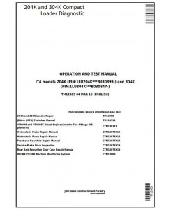 TM12985 - John Deere 204K, 304K (iT4) Compact Loader Diagnostic, Operation and Test Service Manual