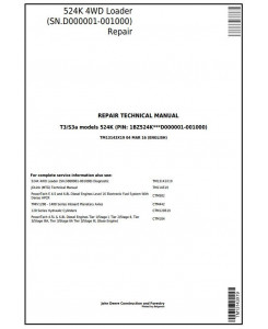 TM13143X19 - John Deere 524K (T3/S3a) 4WD Loader (SN.D000001-001000) Service Repair Technical Manual