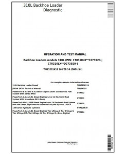 TM13291X19 - John Deere 310L Backhoe Loader (SN. from 273920) Diagnostic Operation and Test Manual