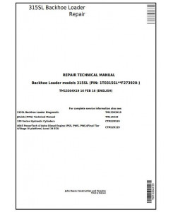 TM13304X19 - John Deere 315SL Backhoe Loader (PIN:1T0315SL**F273920-) Service Repair Technical Manual