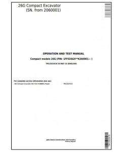 TM13323X19 - John Deere 26G (SN.2060001-) Compact Excavator Diagnostic, Operation&Test Service Manual