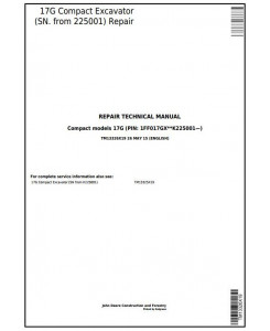 TM13326X19 - John Deere 17G (SN. from 225001) Compact Excavator Service Repair Technical Manual