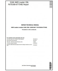 TM13368X19 - John Deere 524K 4WD Loader (SN. F670308-677548) Service Repair Technical Manual