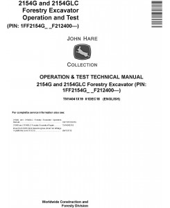 John Deere 2154G, 2154GLC (SN. F212400-) Forestry Excavator Diagnostic Technical Manual (TM14041X19)