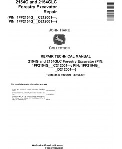 John Deere 2154G,2154GLC (SN.C212001-,D212001-) Forestry Excavator Repair Service Manual(TM14044X19)