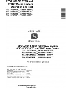 John Deere 870G, 870GP, 872G, 872GP (SN.F678818-680877) Motor Graders Diagnostic Manual (TM14071X19)