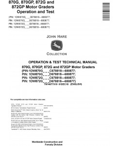 John Deere 870G, 870GP, 872G, 872GP (SN.C678818-680877) Motor Graders Diagnostic Manual (TM14077X19)