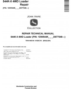 John Deere 544K-II (SN. D677549-) 4WD Loader Repair Technical Service Manual (TM14145X19)