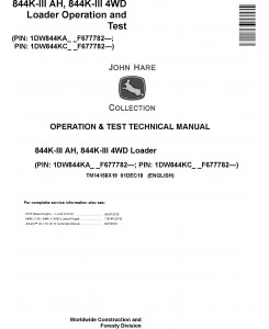 John Deere 844K-III AH, 844K-III (SN. F677782-) 4WD Loader Diagnostic Technical Manual (TM14158X19)