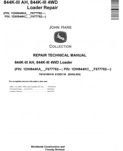 John Deere 844K-III (AH) SN. from F677782 4WD Loader Repair Technical Service Manual (TM14159X19)