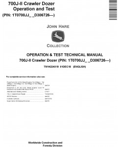 John Deere 700J-II (SN. from D306726) Crawler Dozer Operation & Test Technical Manual (TM14224X19)