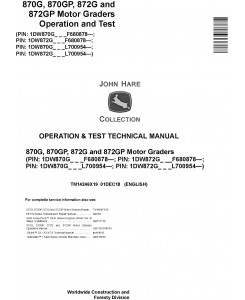 John Deere 870G,870GP,872G,872GP (SN.F680878-,L700954-) Motor Graders Diagnostic Manual (TM14246X19)
