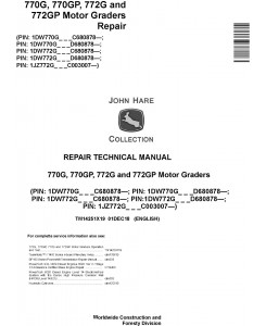John Deere 770G, 770GP, 772G, 772GP (SN. C680878-,D680878-) Motor Graders Repair Manual (TM14251X19)