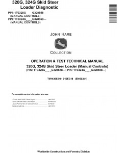 John Deere 320G, 324G Skid Steer Loader (Manual Controls) Operation & Test Technical Manual (TM14300X19)