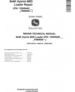 John Deere 944K Hybrid 4WD Loader (SN. F690605-) Repair Technical Service Manual (TM14319X19)