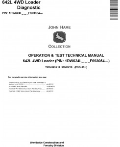 John Deere 624L 4WD Loader Operation & Test Technical Manual (TM14343X19)