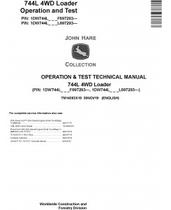 John Deere 744L 4WD Loader Operation & Test Technical Manual (TM14363X19)