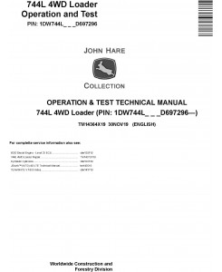 John Deere 744L 4WD Loader Operation & Test Technical Manual (TM14364X19)