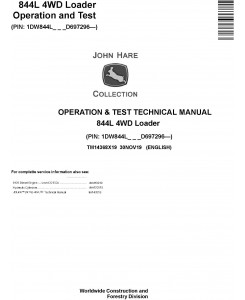 John Deere 844L 4WD Loader Operation & Test Technical Manual (TM14368X19)