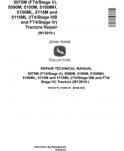 John Deere 5075M 5090M 5100M 5100MH 5100ML 5115M 5115ML Tractors Repair Technical Manual (TM143719)