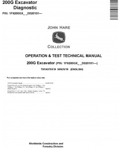 John Deere 200G Excavator Operation & Test Technical Manual (TM14375X19)