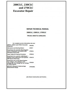 TM1931 - John Deere 200CLC, 230CLC and 270CLC Excavator Service Repair Technical Manual
